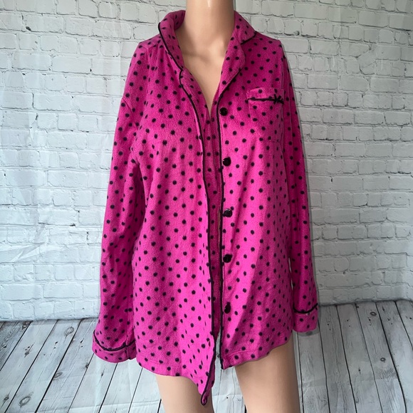 Celestial Dreams Tops - Celestial Dreams Dark Pink & Black Polka Dot Button Down top size M